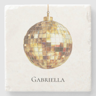 Gouden Disco Bal Stenen Onderzetter