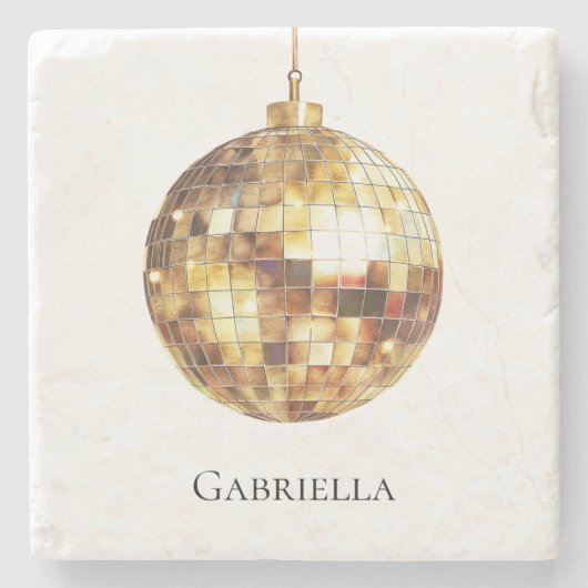 Gouden Disco Bal Stenen Onderzetter (Voorkant)