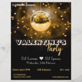 Gouden Disco Bal Valentijnsdag Feest Flyer (Voorkant)