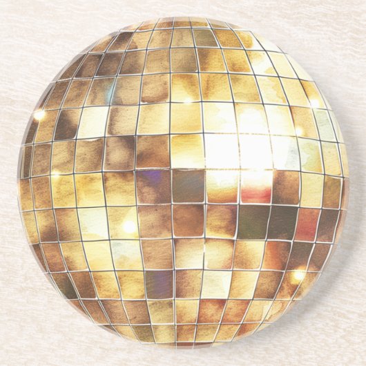 Gouden Disco Bal Zandsteen Onderzetter (Voorkant)