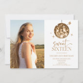 Gouden Disco Bal Zoet Zestien 16e Verjaardagsfeest Kaart (Voorkant)