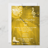 Gouden Disco Ball en Roller Schaatsen 50e Verjaard Kaart (Achterkant)