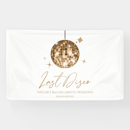 Gouden Disco Ball Laatste Disco Bachelorette Party Spandoek (Horizontaal)