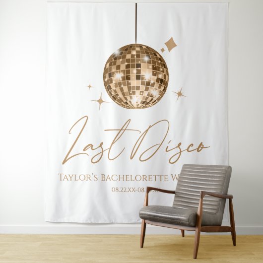 Gouden Disco Ball Laatste Disco Bachelorette Party Wandkleed (In situ)