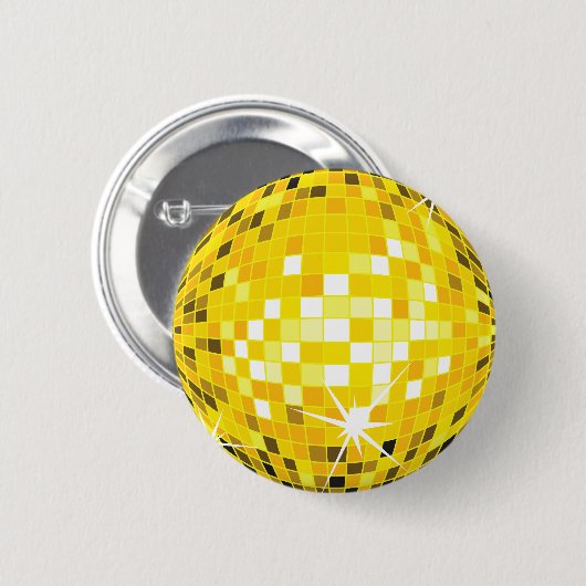 Gouden Disco Balpen Ronde Button 5,7 Cm (Voorkant /achterkant)