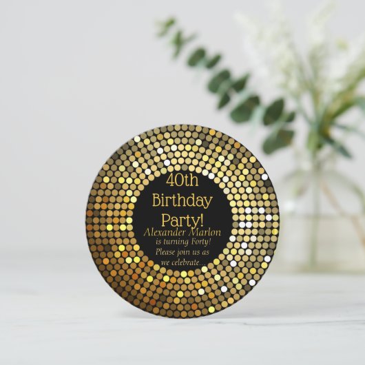Gouden Disco glitter Verjaardagsfeest Kaart (Staand voorkant)