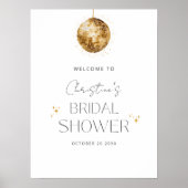Gouden Disco Retro Dansen Bruidsfeest Welcome Poster (Voorkant)