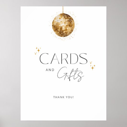 Gouden Disco Retro Vrijgezellenfeest Kaarten en ge Poster (Voorkant)