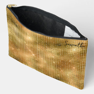 Gouden Disco Spiegels Glitter Patroon Monogram Etui