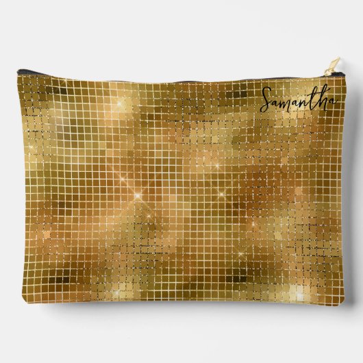 Gouden Disco Spiegels Glitter Patroon Monogram Etui (Achterkant)