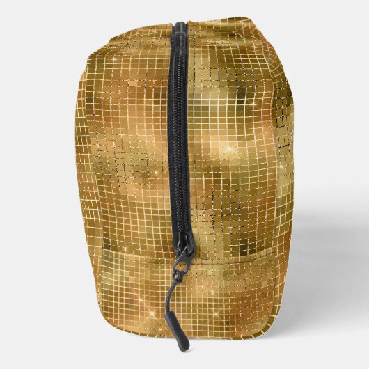 Gouden Disco Spiegels Glitter Patroon Monogram Toilettasje (Rechts)