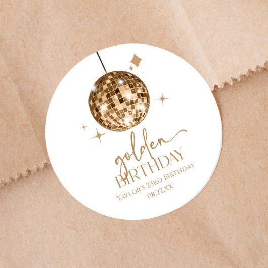 Gouden Discobal Gouden Verjaardagsfeest Ronde Sticker