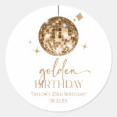 Gouden Discobal Gouden Verjaardagsfeest Ronde Sticker (Voorkant)