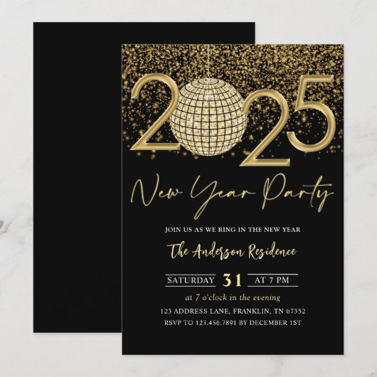 Gouden Discobal juicht oudejaarsfeest 2025 Kaart (Voorkant / Achterkant)