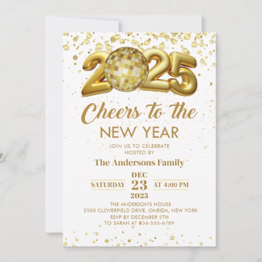 Gouden Discobal juicht oudejaarsfeest 2025 Kaart (Voorkant)