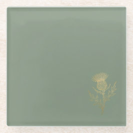 Gouden Distel Salie Groene Glas Onderzetter