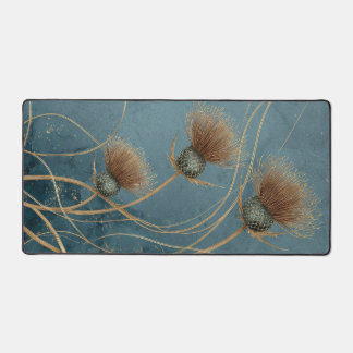 Gouden Distel Teal Blauwe Textuur Elegantie Bureaumat