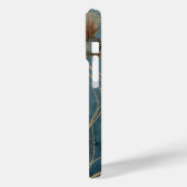 Gouden Distel Teal Blauwe Textuur Elegantie Case-Mate iPhone Case (Achterkant / Links)