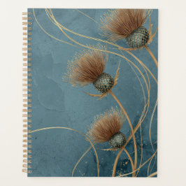 Gouden Distel Teal Blauwe Textuur Elegantie Planner