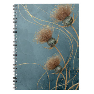 Gouden Distel Turquoise Textuur Elegantie Notitieboek