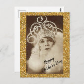 Gouden Diva vintage Sparkly Moederdag Briefkaart (Voorkant / Achterkant)