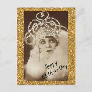 Gouden Diva vintage Sparkly Moederdag Briefkaart