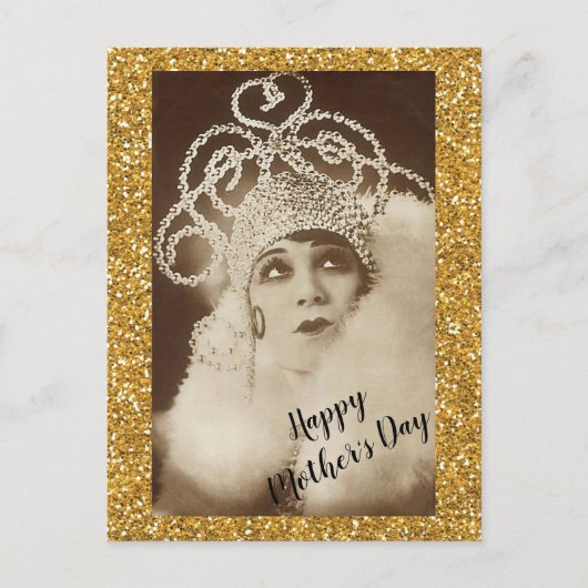 Gouden Diva vintage Sparkly Moederdag Briefkaart (Voorkant)