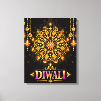 Gouden Diwali Mandala Rangoli Lichtfestival Canvas Afdruk