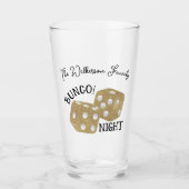 Gouden Dobbelsteen Bunco Nacht Aangepaste Naam Glas (Voorkant)