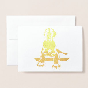 Gouden Dog van Groot formaat Folie Kaarten
