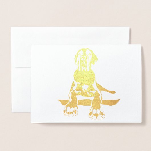 Gouden Dog van Groot formaat Folie Kaarten (Voorkant met envelop)