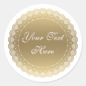 Gouden Doily  ronde Sticker (Voorkant)