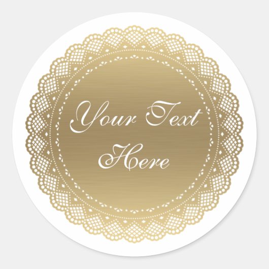 Gouden Doily  ronde Sticker (Voorkant)