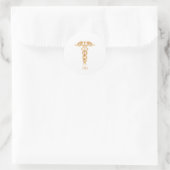 Gouden Dokter Caduceus Ronde Sticker (Tas)