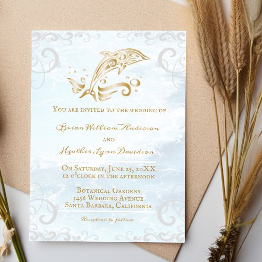 Gouden Dolfijn Trouwkaart Kaart