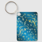 gouden dolfijnen met gouden druppels water sleutelhanger (Voorkant)