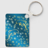 gouden dolfijnen met gouden druppels water sleutelhanger (Achterkant)