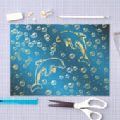 gouden dolfijnen met gouden druppels water tissuepapier (Craft)