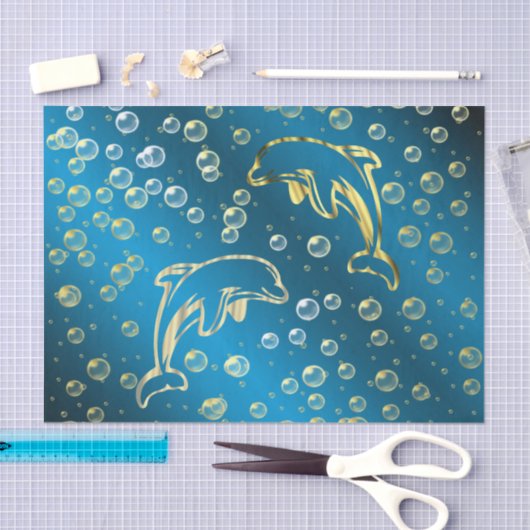 gouden dolfijnen met gouden druppels water tissuepapier (Craft)