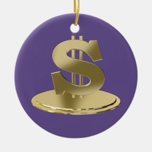 Gouden dollar keramisch ornament (Voorkant)