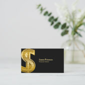 Gouden dollar symbool | Groot | Zwart Visitekaartje (Staand voorkant)
