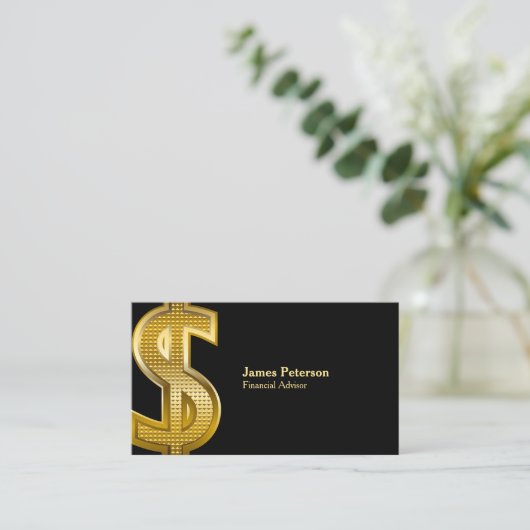 Gouden dollar symbool | Groot | Zwart Visitekaartje (Staand voorkant)