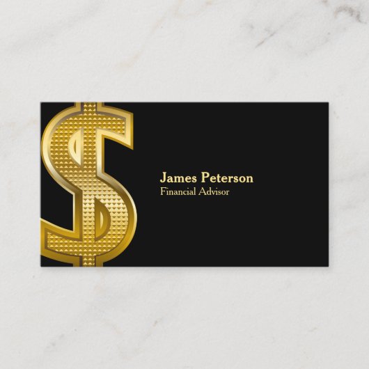Gouden dollar symbool | Groot | Zwart Visitekaartje (Voorkant)