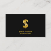 Gouden dollar symbool | Zwart Visitekaartje (Voorkant)