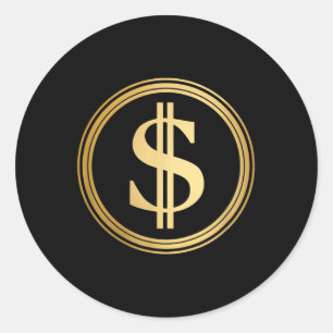 Gouden Dollar Teken D.o.g.e. 4 juli Trump 47 R Ronde Sticker