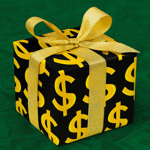 Gouden dollarteken dik gedrukt geel geldsymbool cadeaupapier