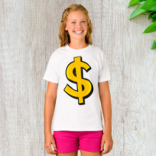 Gouden dollarteken dik gedrukt geel geldsymbool t-shirt