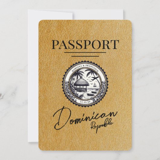 Gouden Dominicaanse Republiek Paspoort Huwelijk Kaart (Achterkant)