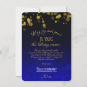 Gouden, donkerblauwe kerstkaart voor bedrijven kaart (Voorkant)
