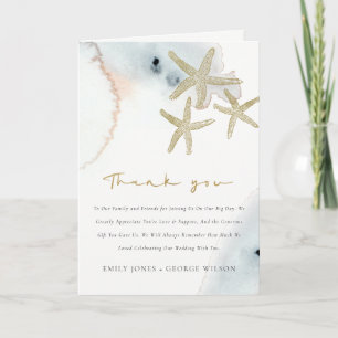 Gouden donkerblauwe strand sterappel baby shower  bedankkaart